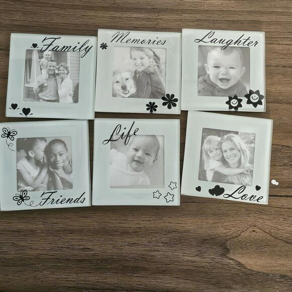 PHOTO COASTER SET - (6 PHOTO COASTERS AND INCLUDES BLACK WOODEN HOLDER) - Picture 1 of 7